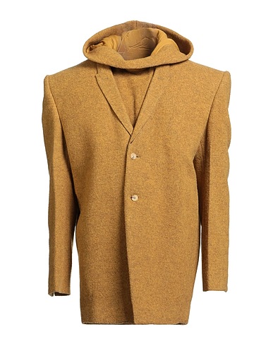 RICK OWENS Coat Mustard 100% Virgin Wool, Buffalo Horn