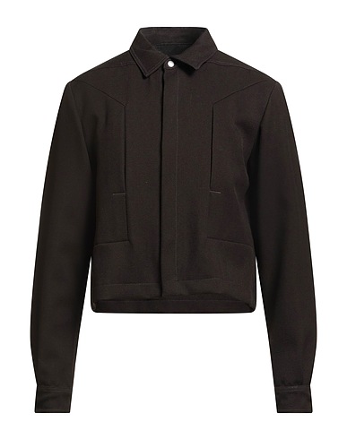 RICK OWENS Jacket Dark brown 100% Virgin Wool