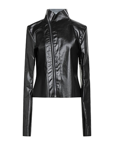 RICK OWENS Denim jacket Black 91% Cotton, 6% Elastomultiester, 3% Rubber