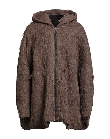 RICK OWENS Coat Khaki 90% Alpaca wool, 10% Silk