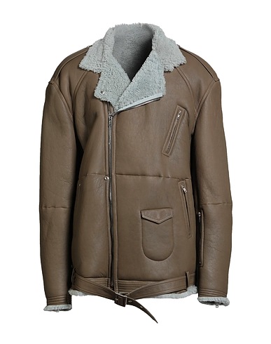 RICK OWENS Giubbotto Pelle Khaki 100% Pelle di agnello