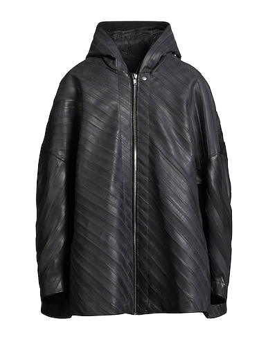 RICK OWENS Shell jacket Black 100% Rubber, Polyamide