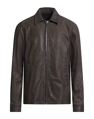 RICK OWENS Jacket Dark brown 100% Calfskin