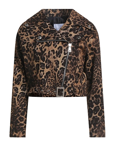 GAëLLE Paris Biker jacket Beige 97% Cotton, 3% Elastane, Polyester
