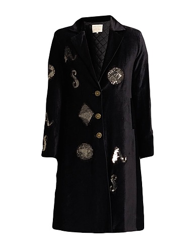 ALESSIA SANTI Coat Black 50% Cotton, 50% Viscose, Metal