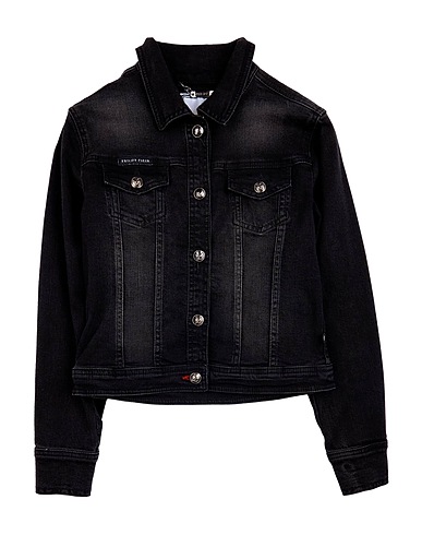 PHILIPP PLEIN Denim jacket JUNIOR Black 98% Cotton, 2% Elastane
