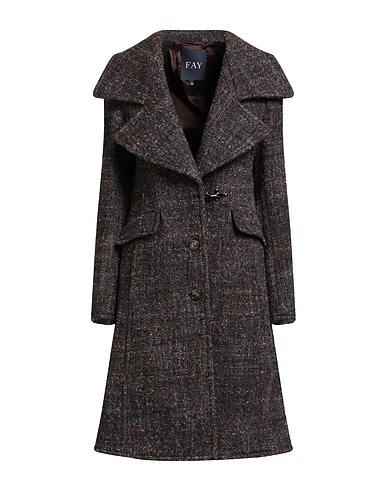 FAY Cappotto Marrone 90% Lana Vergine, 10% Poliammide