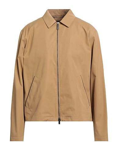 TOD'S Jacket Camel 67% Polyester, 33% Cotton, Cow leather