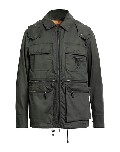 TOD'S Jacket Dark green 65% Polyester, 35% Cotton, Lambskin