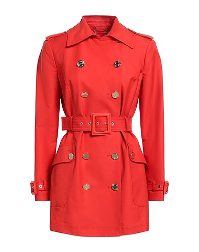 ELISABETTA FRANCHI Double breasted pea coat Tomato red 100% Cotton