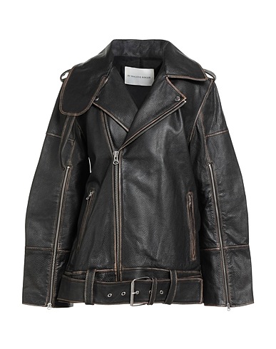 BY MALENE BIRGER Biker jacket Dark brown 100% Cow leather
