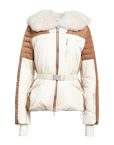 ELEVENTY Shell jacket Ivory 100% Polyamide, Lamb Shearling