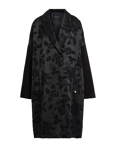 SOUVENIR Coat PRIVÉE Black 54% Polyester, 31% Acrylic, 13% Wool, 2% Elastane