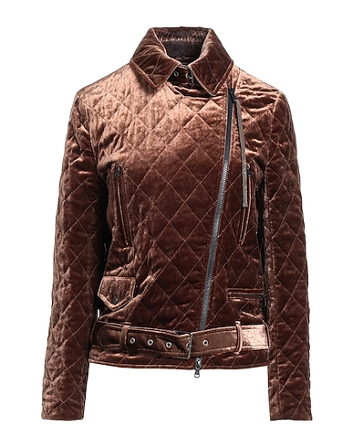 BRUNELLO CUCINELLI Biker jacket Brown 82% Viscose, 15% Silk, 3% Elastane, Ecobrass