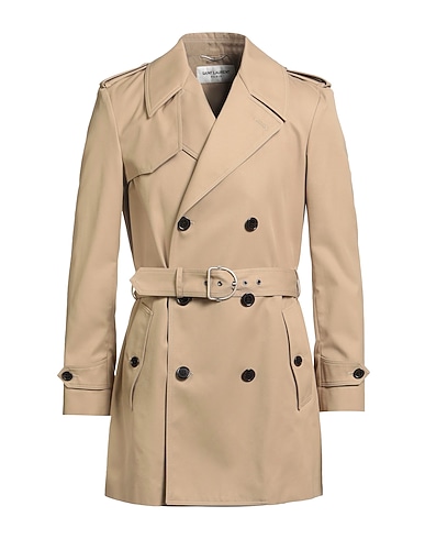 SAINT LAURENT Double breasted pea coat Sand 65% Polyester, 35% Cotton