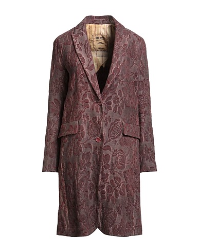 UMA WANG Full-length jacket Burgundy 61% Linen, 37% Cotton, 2% Silk
