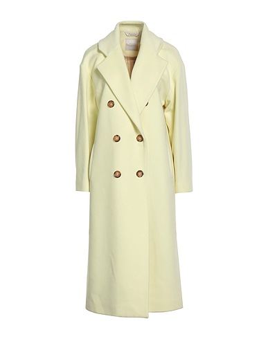 BOTTEGA MARTINESE Coat Pastel yellow 90% Virgin Wool, 10% Cashmere