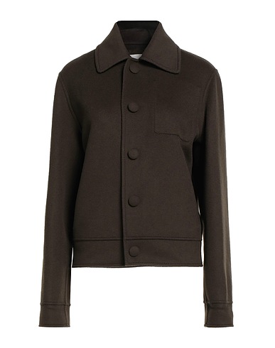 AMI ALEXANDRE MATTIUSSI Coat Dark brown 90% Virgin Wool, 10% Cashmere