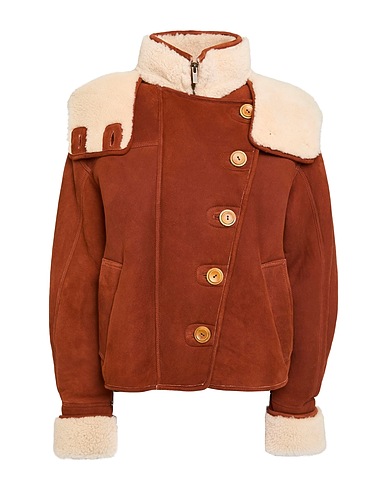 ULLA JOHNSON Teddy Coat Brown 100% Lambskin