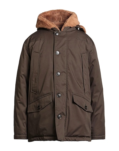 WOOLRICH Coat Military green 100% Cotton, Acrylic, Virgin Wool