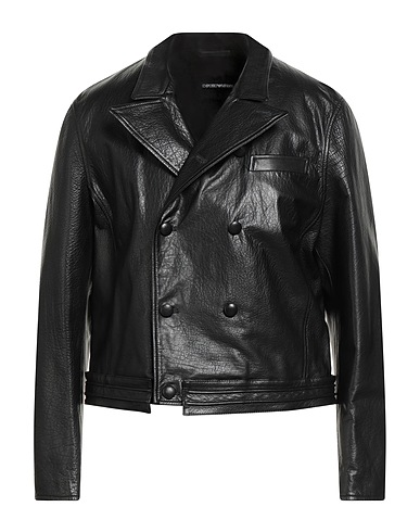 EMPORIO ARMANI Cabanjacke & Zweireiher Schwarz 100% Büffelleder