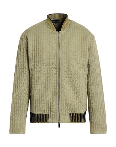 EMPORIO ARMANI Bomber Sage green 65% Cotton, 33% Polyester, 2% Elastane