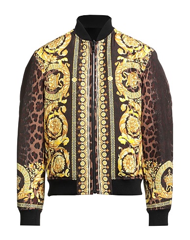 VERSACE Jacket Brown 100% Polyester, Virgin Wool, Viscose, Cotton, Polyamide