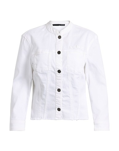 LE COMTE Denim jacket White 99% Cotton, 1% Elastane