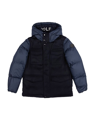 WOOLRICH Shell jacket Navy blue 70% Virgin Wool, 20% Polyamide, 10% Cashmere, Polyester