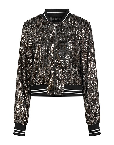 ACTITUDE by TWINSET Bomber Black 95% Polyester, 5% Elastane, Metallic Polyester