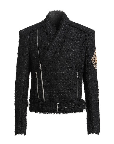 BALMAIN Biker jacket Black 59% Cotton, 29% Polyamide, 12% Viscose