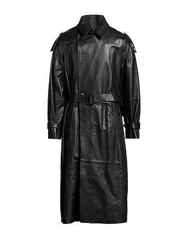 EMPORIO ARMANI Double breasted pea coat Black 100% Buffalo leather