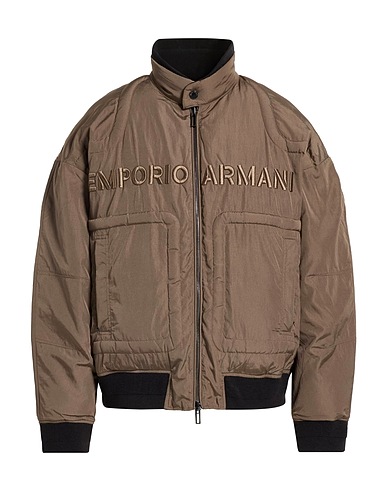EMPORIO ARMANI Shell jacket Taupe 100% Polyamide, Acrylic, Polyester, Elastane