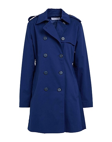 CARACTÈRE Double breasted pea coat Navy 97% Cotton, 3% Elastane