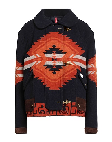 FAY ARCHIVE Jacket Midnight blue 60% Wool, 22% Polyamide, 18% Polyester, Leather