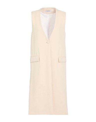 LANACAPRINA Full-length jacket Ivory 88% Polyester, 12% Elastic fibres