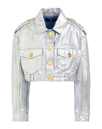 BALMAIN Denim jacket ARGENTO 100% Cotton