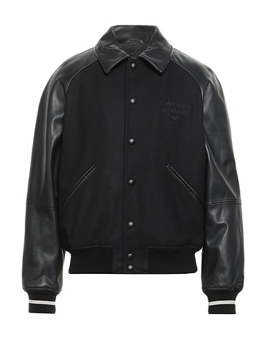 EMPORIO ARMANI Jacket Black 100% Cow leather, Wool, Polyamide, Synthetic fibers