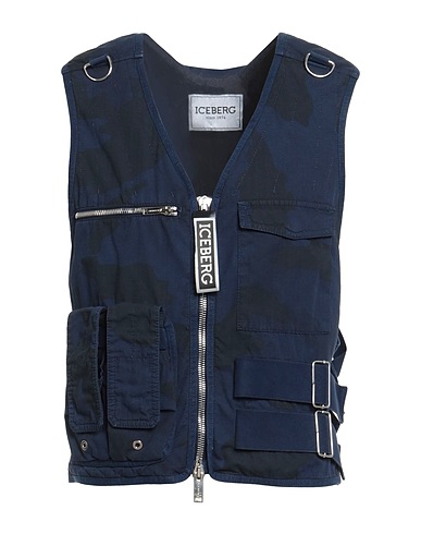 ICEBERG Gilet Navy blue 100% Cotton