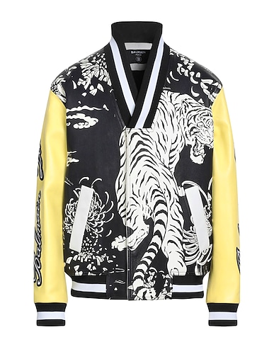 BALMAIN Bomber Black 100% Goat skin, Lambskin, Shearling