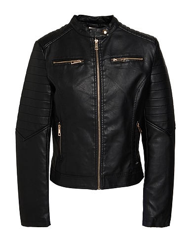 GAUDÌ Biker jacket JEANS Black 100% Polyurethane
