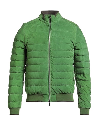 MOORER Shell jacket Green 100% Leather, Polyester