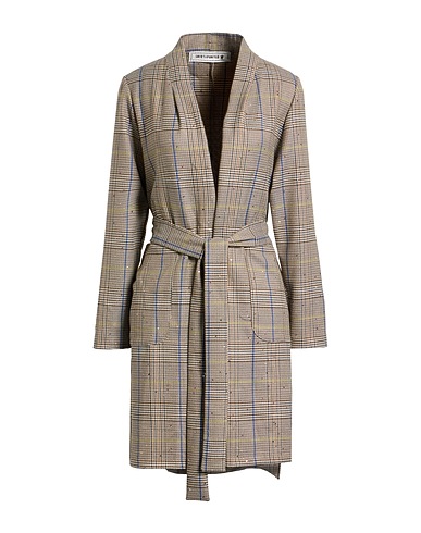 SHIRTAPORTER Full-length jacket Beige 65% Polyester, 32% Viscose, 3% Elastane