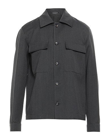 EMPORIO ARMANI Solid colour shirt Charcoal 100% Virgin Wool