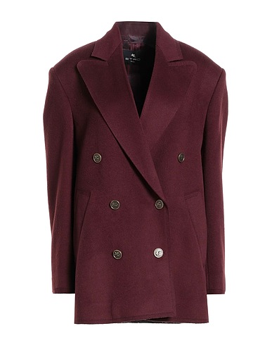 ETRO Coat Burgundy 90% Wool, 10% Cashmere