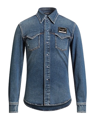 DOLCE&GABBANA Denim shirt Blue 98% Cotton, 2% Elastane