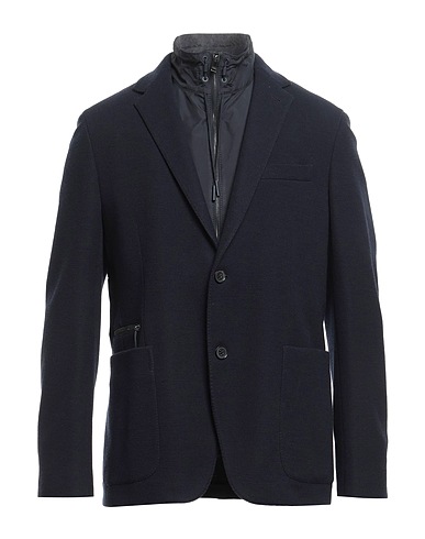 ZEGNA Jacket Navy 63% Wool, 37% Cotton, Calfskin