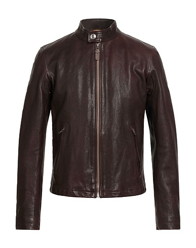 CONTRASTWAY Biker jacket Chocolate brown 100% Leather