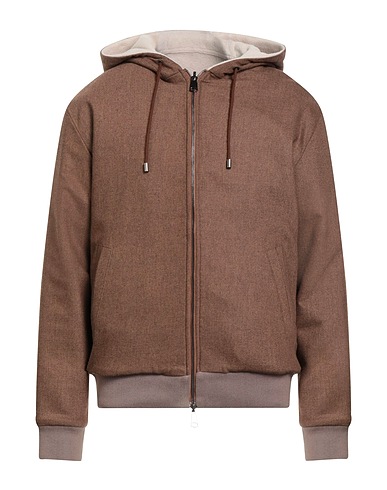 DAVIDE MONACHINO CASHMERE Jacket Light brown 98% Virgin Wool, 2% Elastane