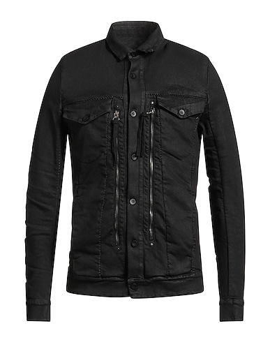MASNADA Denim jacket Black 99% Cotton, 1% Elastane